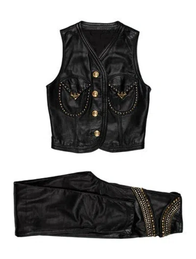 Pre-owned Versace Vintage 1992 Pant Set In Black