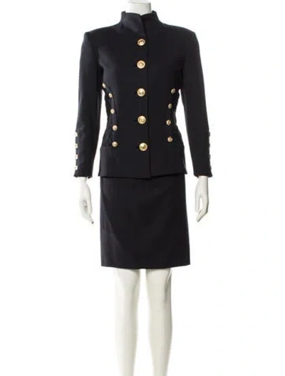 Pre-owned Versace Vintage 1992 Skirt Suit In Blue