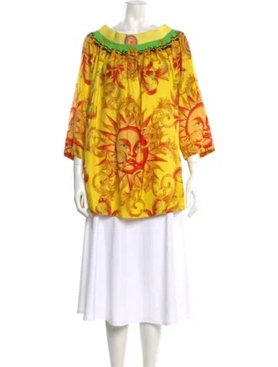 Pre-owned Versace Vintage 1993 Blouse In Yellow