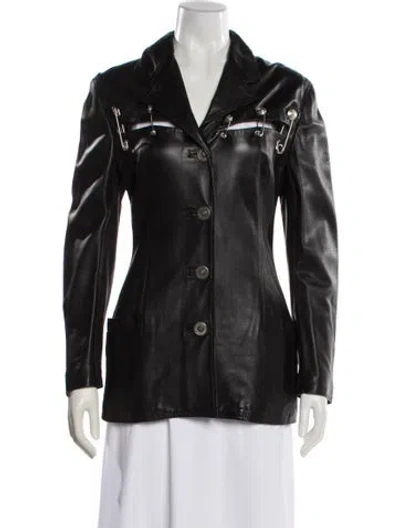 Pre-owned Versace Vintage 1994 Biker Jacket In Black