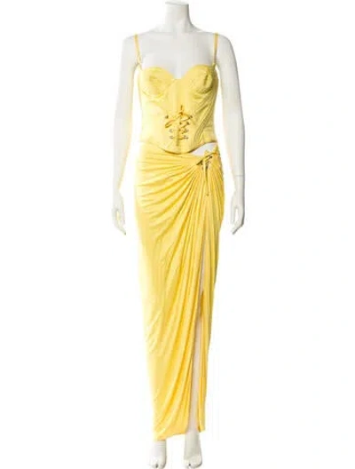 Pre-owned Versace Vintage 1995 Skirt Set In Yellow
