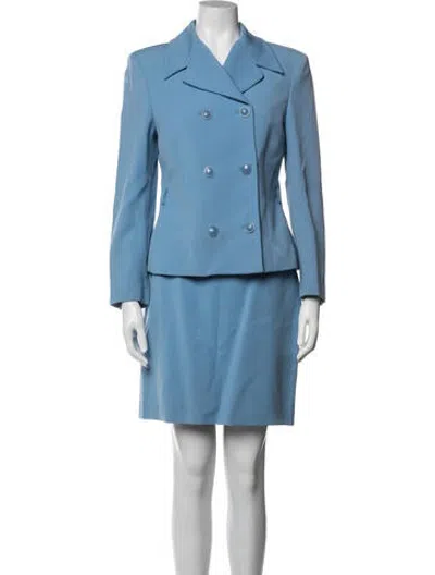 Pre-owned Versace Vintage 1996 Skirt Suit In Blue