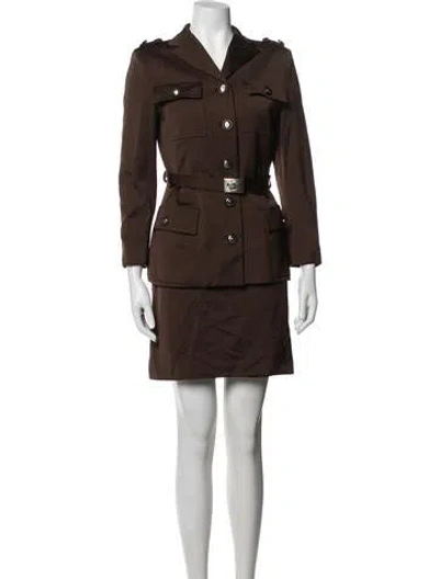Pre-owned Versace Vintage 1996 Skirt Suit In Brown