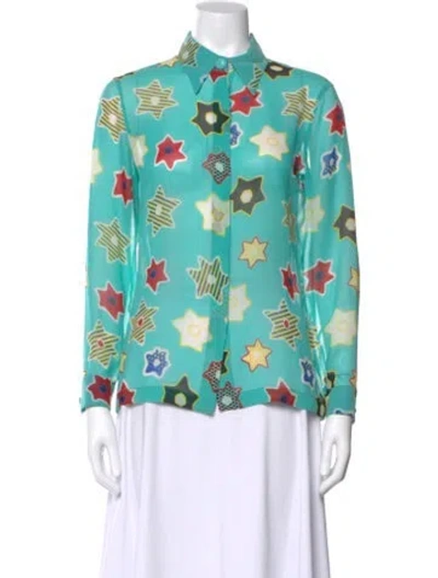 Pre-owned Versace Vintage 1997 Blouse In Blue
