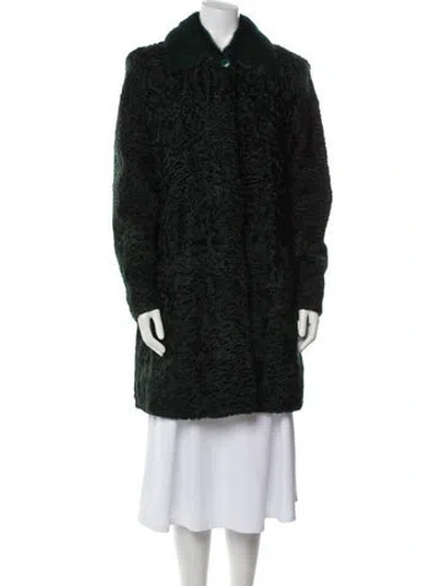 Pre-owned Versace Vintage 1997 Fur Coat In Green