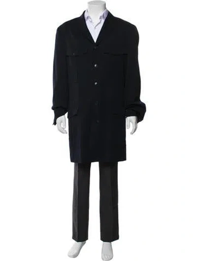 Pre-owned Versace Vintage 1997 Overcoat In Blue