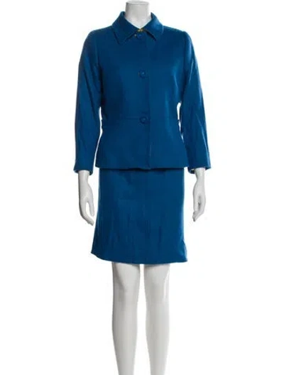 Pre-owned Versace Vintage 1997 Skirt Suit In Blue