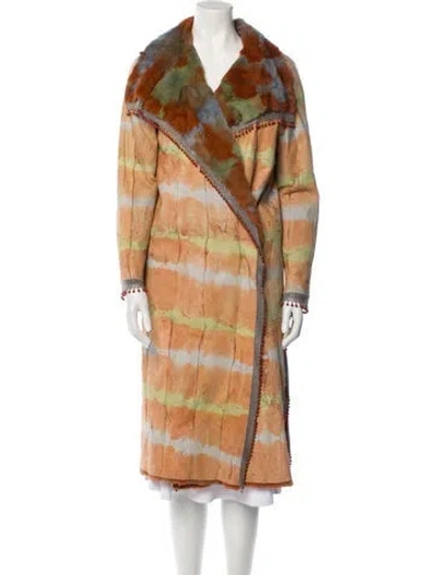 Pre-owned Versace Vintage 1999 Fur Coat In Multicolor