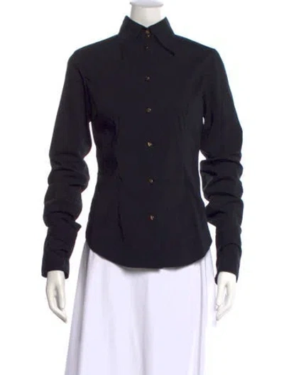 Pre-owned Versace Vintage 2000's Button-up Top In Black