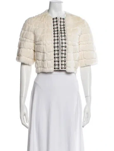 Pre-owned Versace Vintage 2000's Faux Fur Jacket In Neutral