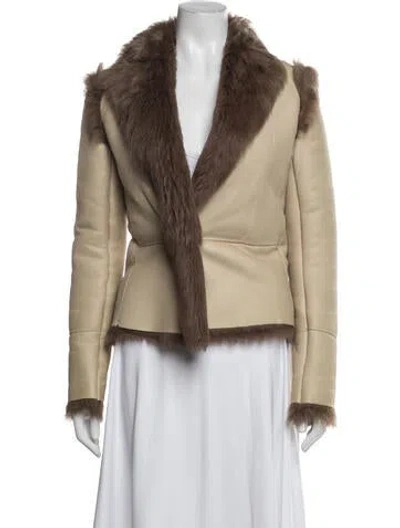 Pre-owned Versace Vintage 2000 Fur Jacket In Neutrals