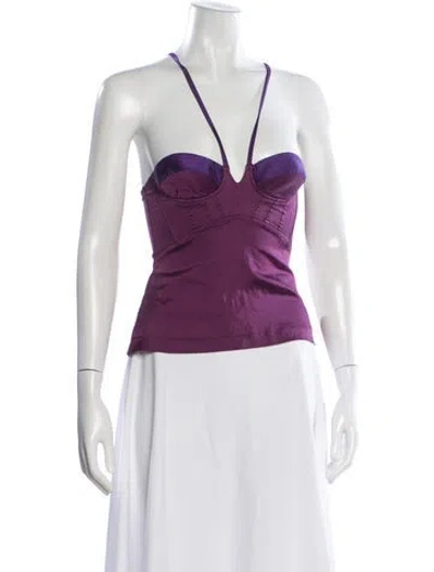 Pre-owned Versace Vintage 2000's Sports Bra In Purple
