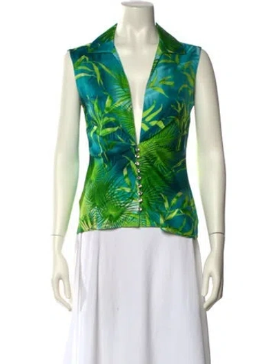 Pre-owned Versace Vintage 2000 Top In Green