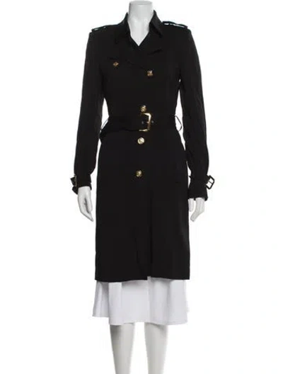 Pre-owned Versace Vintage 2000's Trench Coat In Black