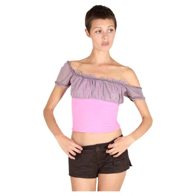 Pre-owned Versace Vintage 2000's  Jeans Couture Pink Off Shoulder Top