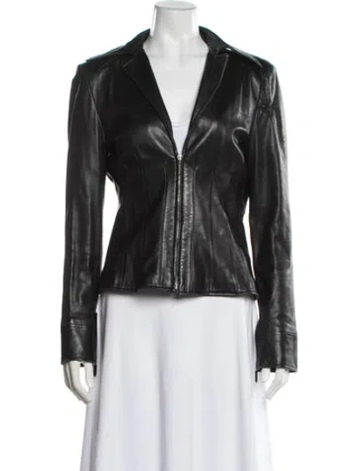 Pre-owned Versace Vintage 2002 Biker Jacket In Black