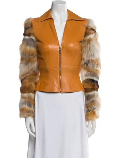 Pre-owned Versace Vintage 2002 Fur Jacket In Brown