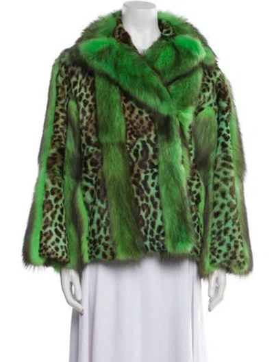 Pre-owned Versace Vintage 2004 Fur Jacket In Green