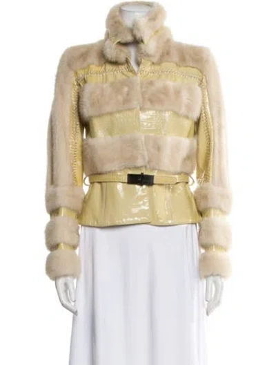 Pre-owned Versace Vintage 2008 Fur Jacket In Neutral