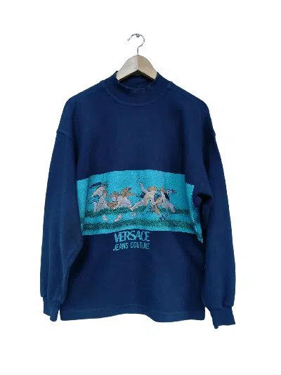 Pre-owned Versace Vintage 80's  Angel Jeans Couture Pullover Sweatshirt In Multi