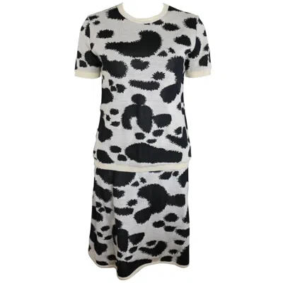 Pre-owned Versace Vintage 90s Gianni  Black And White Print Top And Skirt Ensemble Set