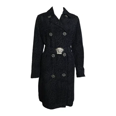 Pre-owned Versace Vintage 90s Gianni  Black Leopard-print Coat