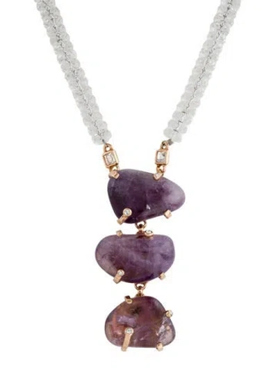 Pre-owned Versace Vintage Atelier Amethyst, Rhinestone & Glass Necklace, 22.75" In Multi