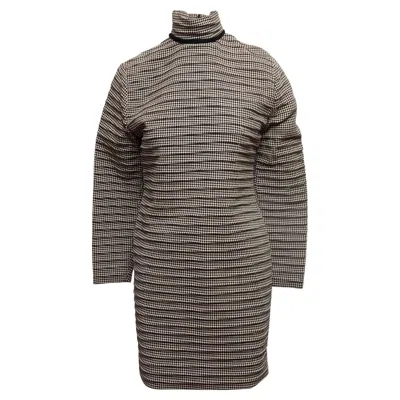 Pre-owned Versace Vintage Black & White Gianni  Checkered Wool Dress Size Us S