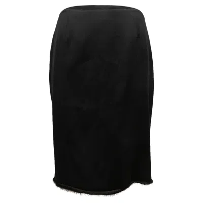 Pre-owned Versace Vintage Black Gianni  Fur-trimmed Skirt Size It 42
