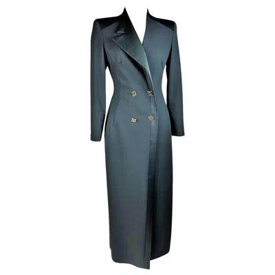 Pre-owned Versace Vintage Black Powder Grain Tuxedo Coat Circa 2000 Size 42