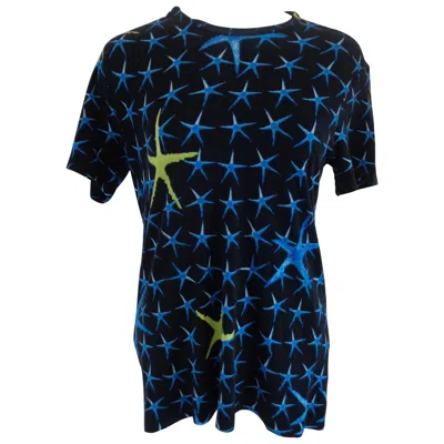 Pre-owned Versace Vintage Blu Stars Cotton Shirt Unisex L Made In Italy 1980s In Black