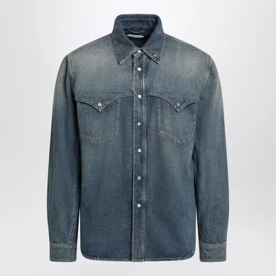 Versace Vintage Denim Shirt For Men In Blue