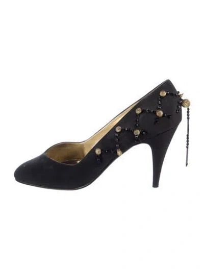 Pre-owned Versace Vintage Canvas Pumps In Black
