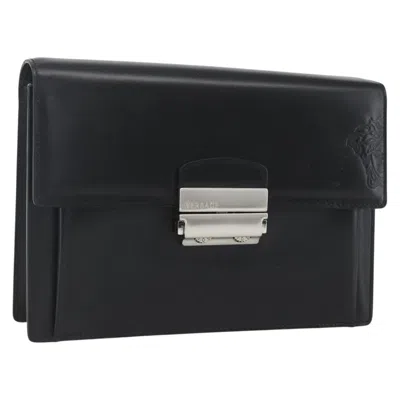 Pre-owned Versace Vintage Clutch Leather Black Leather Clutche & Pouche Bag ()