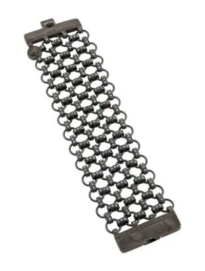 Pre-owned Versace Vintage Crystal Link Bracelet, 7.5" In Blue