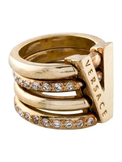 Pre-owned Versace Vintage Crystal Multi-band Ring