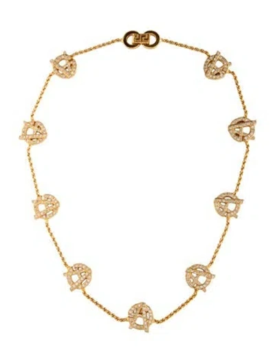 Pre-owned Versace Vintage Crystal Station Necklace, 18" In Multi