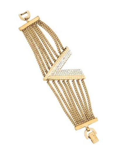 Pre-owned Versace Vintage Crystal V Multistrand Bracelet In Multicolor