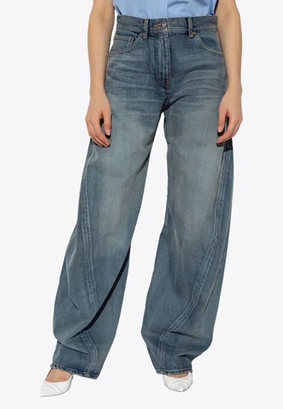 Versace Vintage- Effect Boyfriend Jeans In Blue