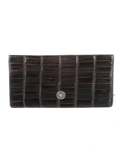 Pre-owned Versace Vintage Embossed Leather Wallet In Black