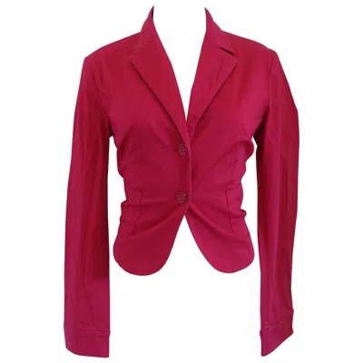 Pre-owned Versace Vintage Fucsia Cotton Jacket Women's Size 46 Circa 1980s Italy In Red