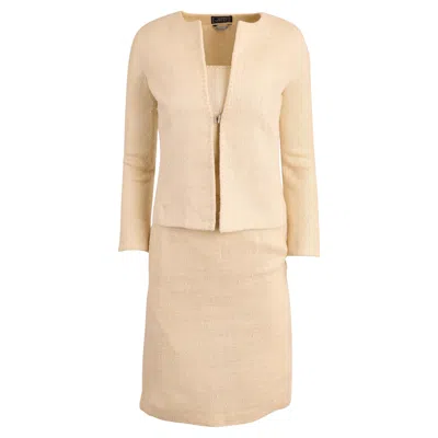 Pre-owned Versace Vintage Gianni  1980's Cream Linen Three Pieces Co Ord Set In White