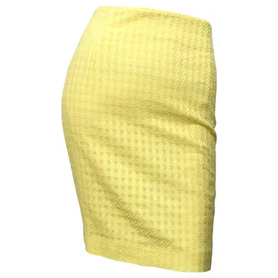 Pre-owned Versace Vintage Gianni  1990s Canary Yellow Sz 42 / 6 Cotton Mini Pencil Skirt