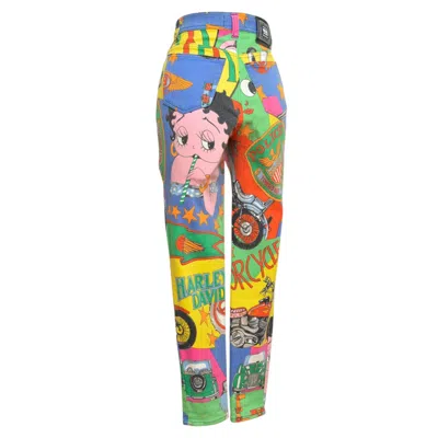 Pre-owned Versace Vintage Gianni  1990s High Waisted Jeans With Colourful Betty Boop Print In Brown