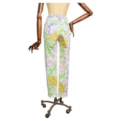 Pre-owned Versace Vintage Gianni  1990s Pastel Blue Baroque Rococo High Waisted Jeans