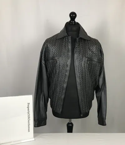 Pre-owned Versace Vintage Gianni  Leather Jacket In Gray