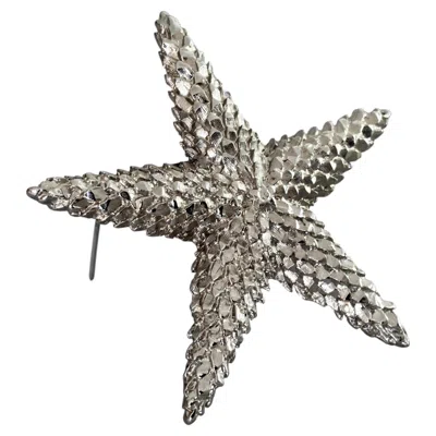 Pre-owned Versace Vintage Gianni  Star Fish Textured Silver Brooch In Multi
