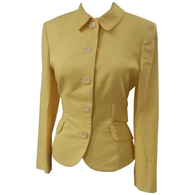 Pre-owned Versace Vintage Gianni  Yellow Cotton Jacket Size 42 Made In Italy