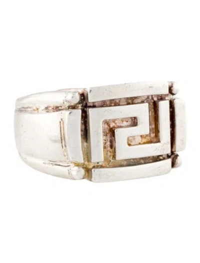 Pre-owned Versace Vintage Greek Key Signet Ring In Multi