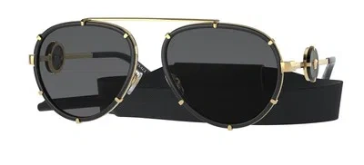 Pre-owned Versace Vintage Icon Ve 2232 Black/ Grey 61/18/145 Women Sunglasses In Gray